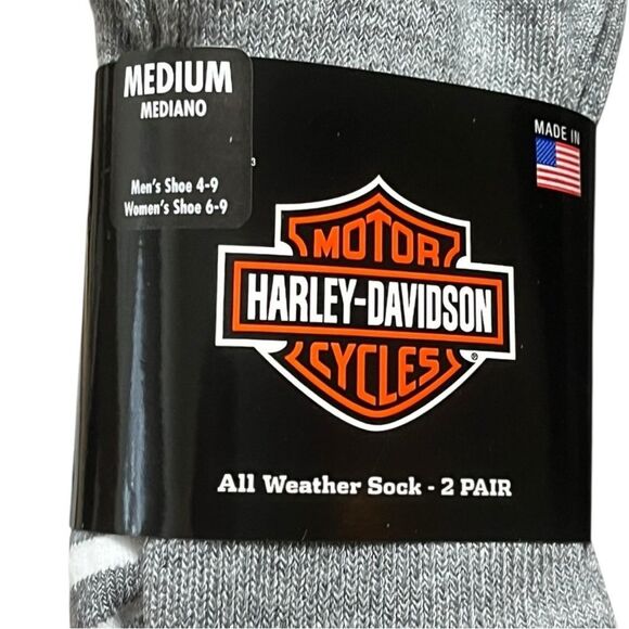 Harley-Davidson Heathered Gray All Weather Socks - 2 Pairs, Size M, NWT - Picture 4 of 6